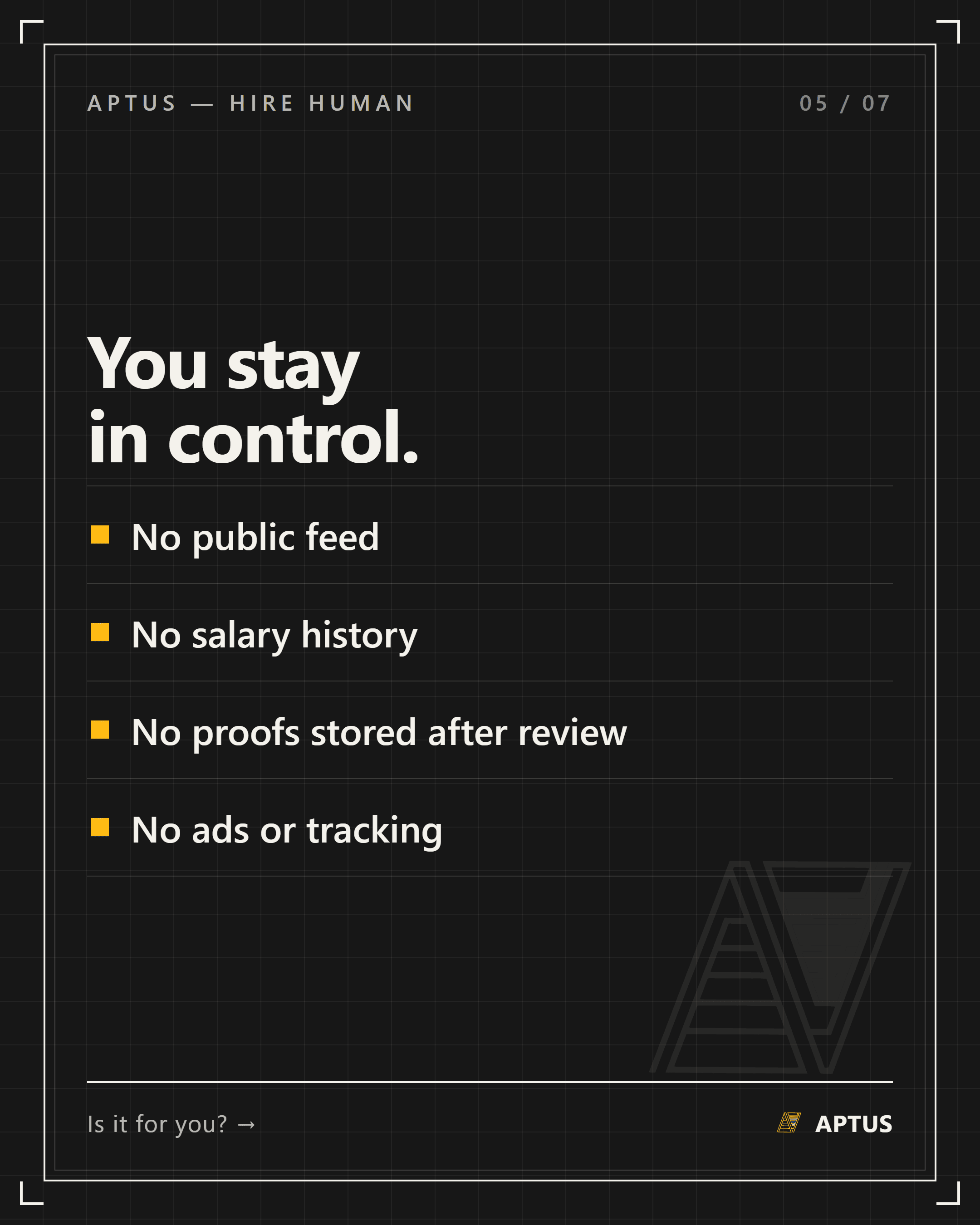 Aptus keeps candidates in control of their information.